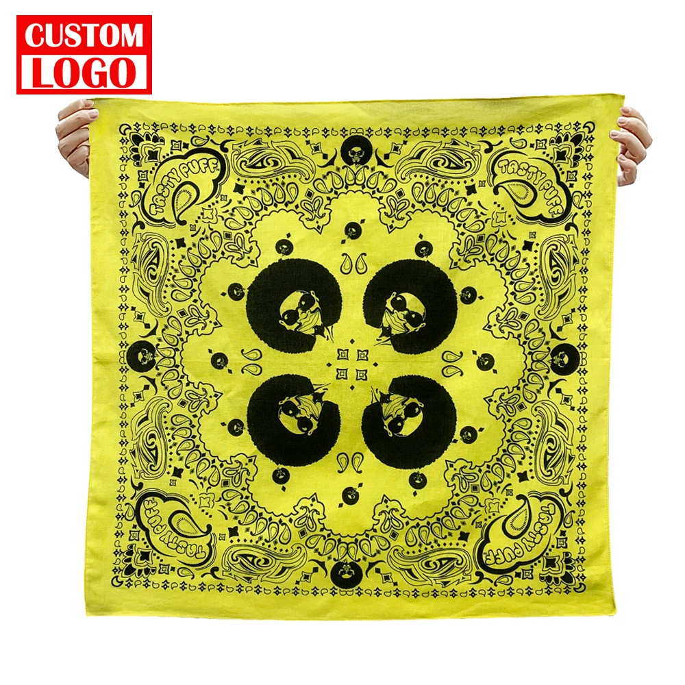 Design Your Own Bandana 100% Cotton Fabric Custom Logo Fans Customized 100% Cotton Square Bandana