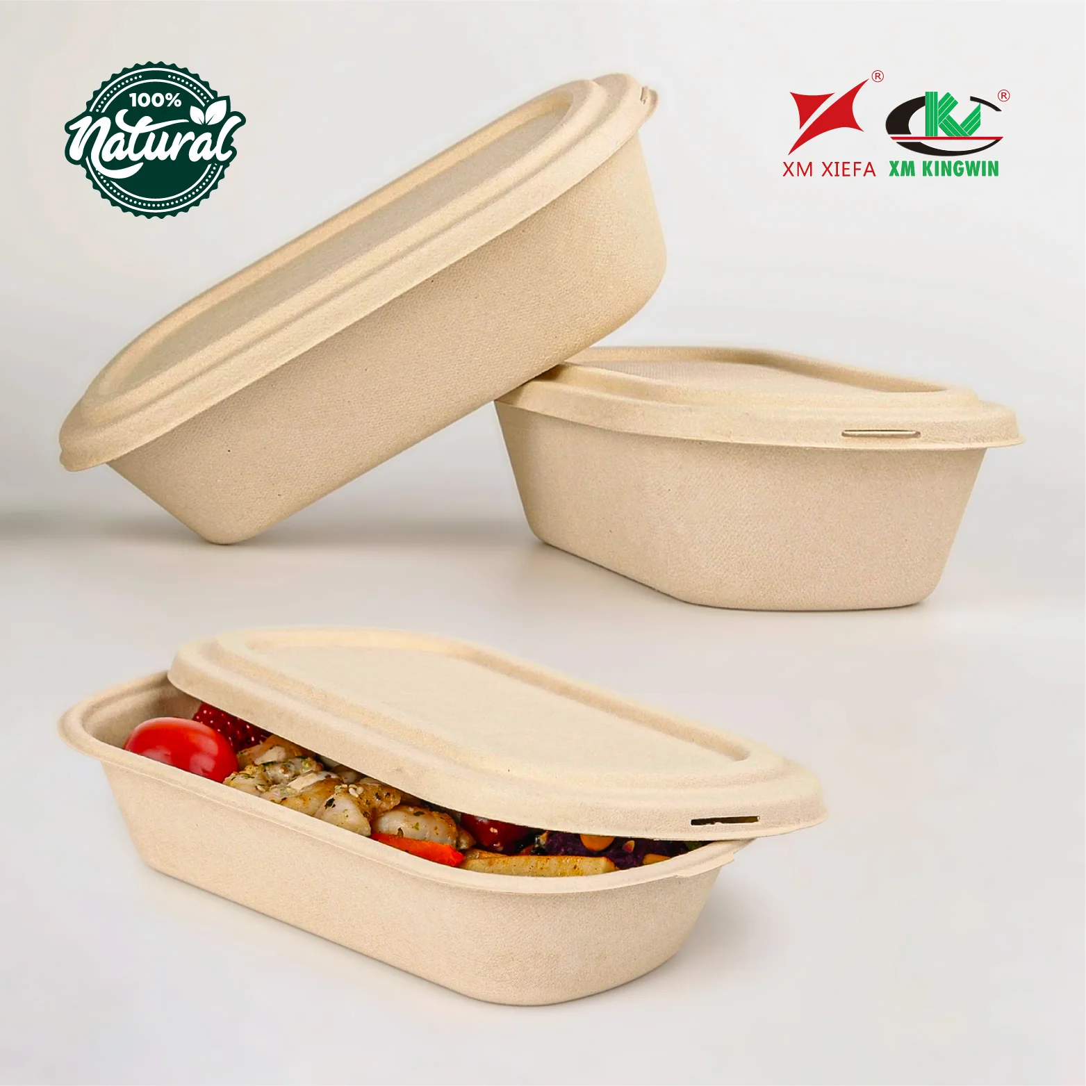 Disposable Compostable Tableware Biodegradable Dinnerware Rectangular Takeaway Sugarcane Container Bagasse Packaging