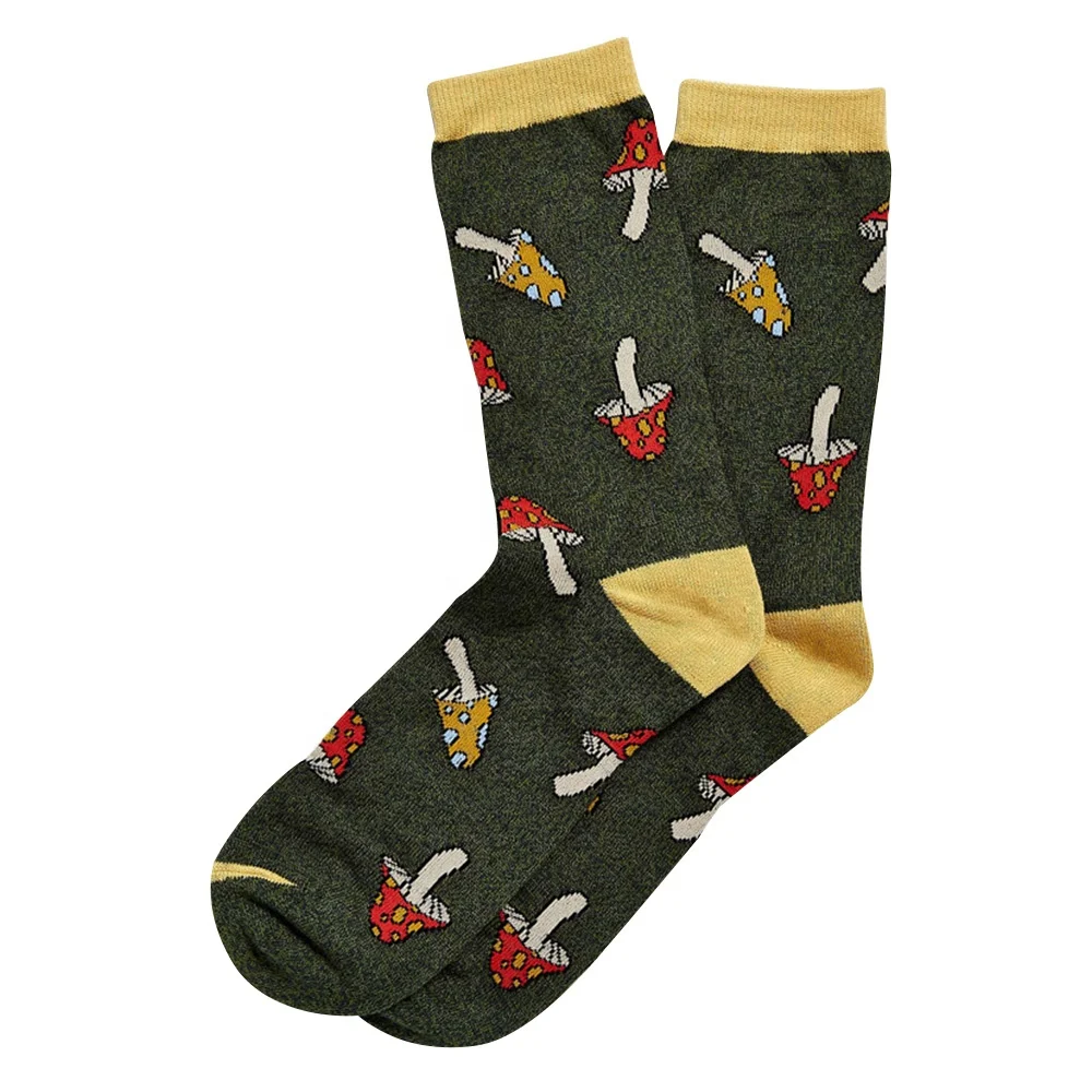 Custom Combed Cotton Cute Jacquard Knit Mushrooms Socks