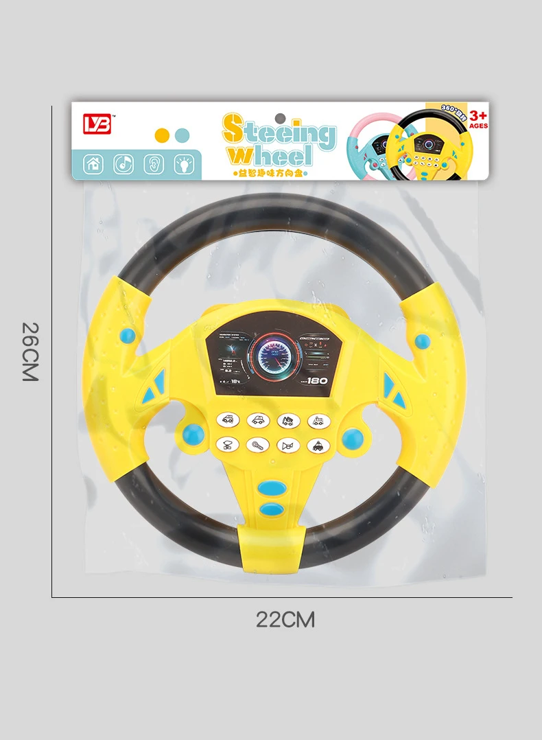 Infant Shining  Simulation Steering Wheel Toy with Light Sound Kids Early Educational Stroller Steering Wheel Vocal Toys