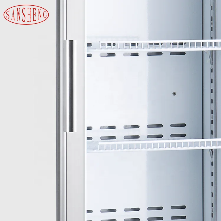 358L Single Glass Door Cooler Beverage Showcase Supermarket Refrigerator Equipment Upright Display Freezer