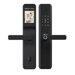 Security Keyless luxury Fingerprint Smart Door Lock Tuya Wifi Camera Anti theft Digital Home main Cat Eye door lock
