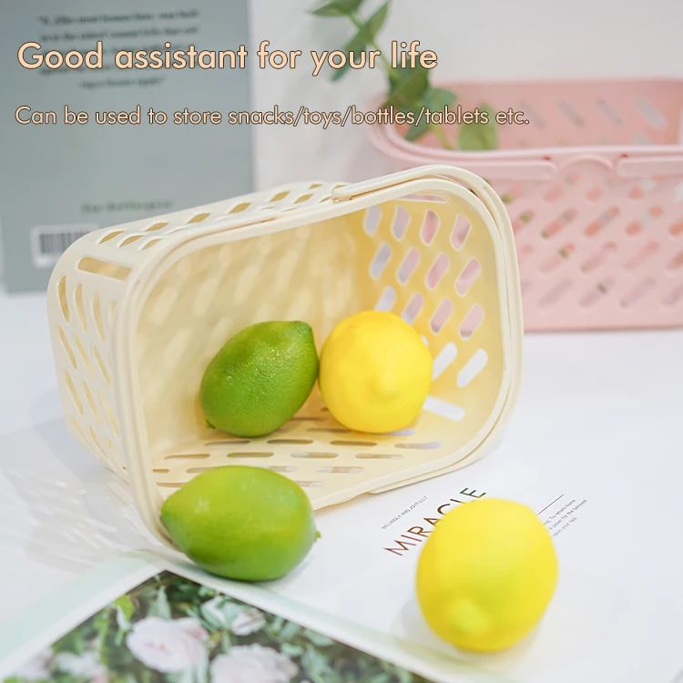 Factory Household Multifunction Portable Rectangle Bottle Jar Plastic storage basket with handle