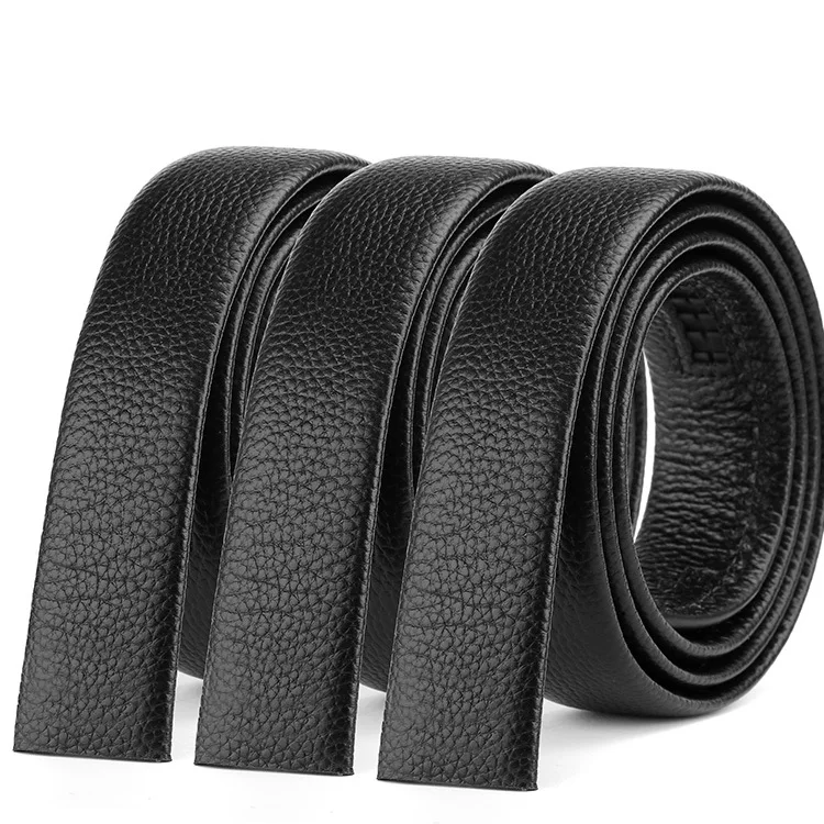 FanLi  genuine leather belt strap 3.8 cm grain cowhide leather waist belt strap holes no buckle men belt