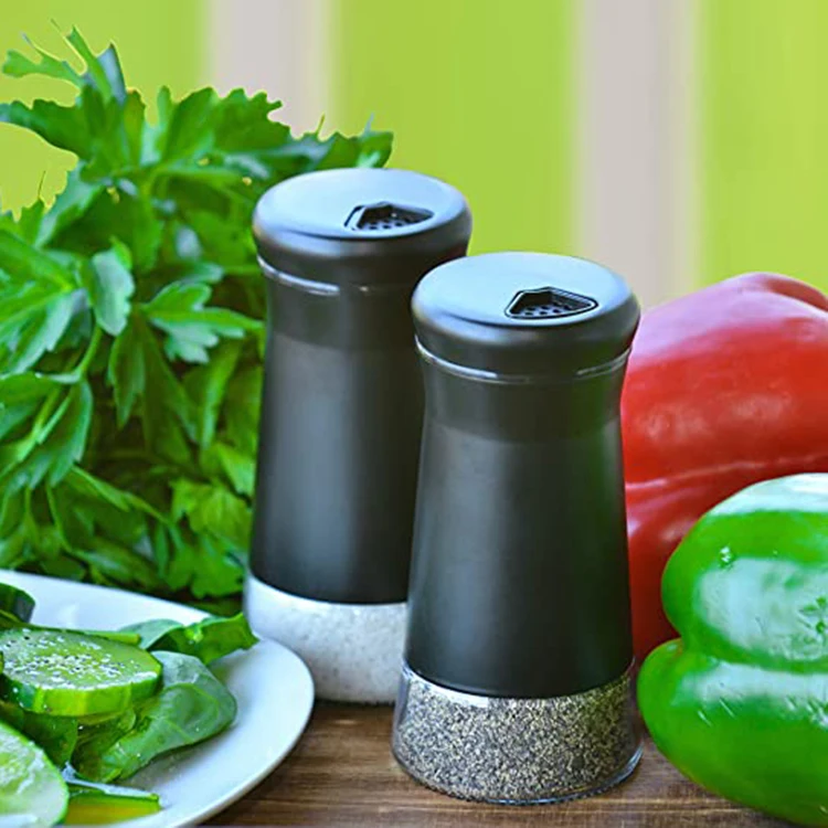 Factory Direct 120ml Amazon Hot Selling Salt and Pepper Shakers with Stainless Steel Sleeve