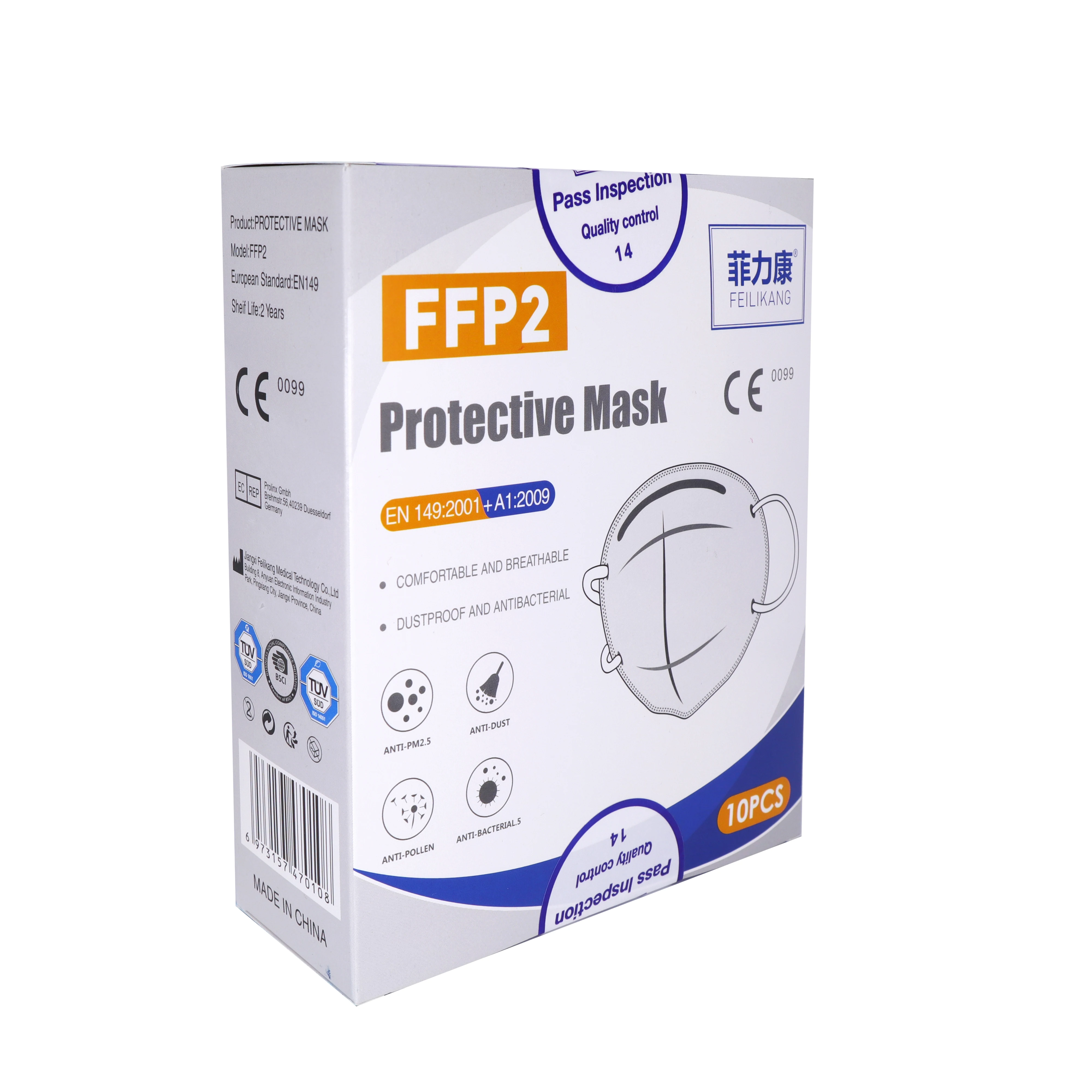 
European warehouse FFP2 Masks packed in German FFP2 Mundschutz 