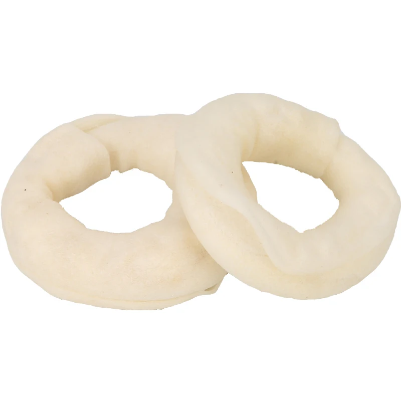 
Bleached Expanded Donut Rawhide Rings White Doughnut Dog Chews Bully Sticks Dog Treats Dog Food 