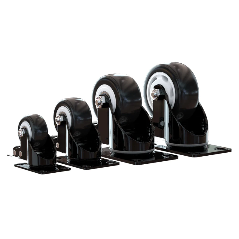 1.5/2/2.5/3inch Silent Mute black pu swivel 40 mm small castor wheels for furniture with Brake