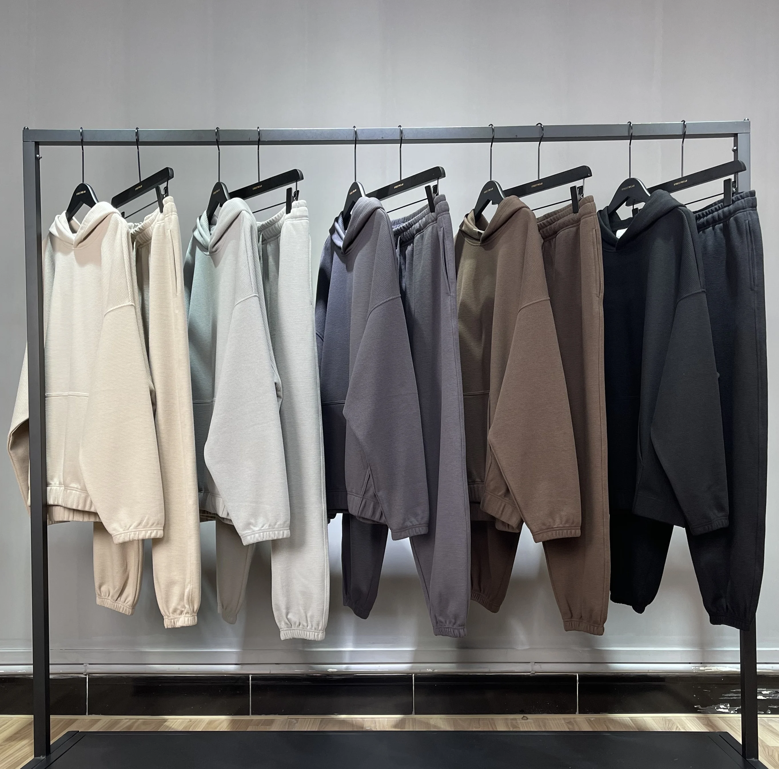 custom print embroidery high quality 360 gram hoodie set jogger pants designer brand blank hoodie waffle hoodie