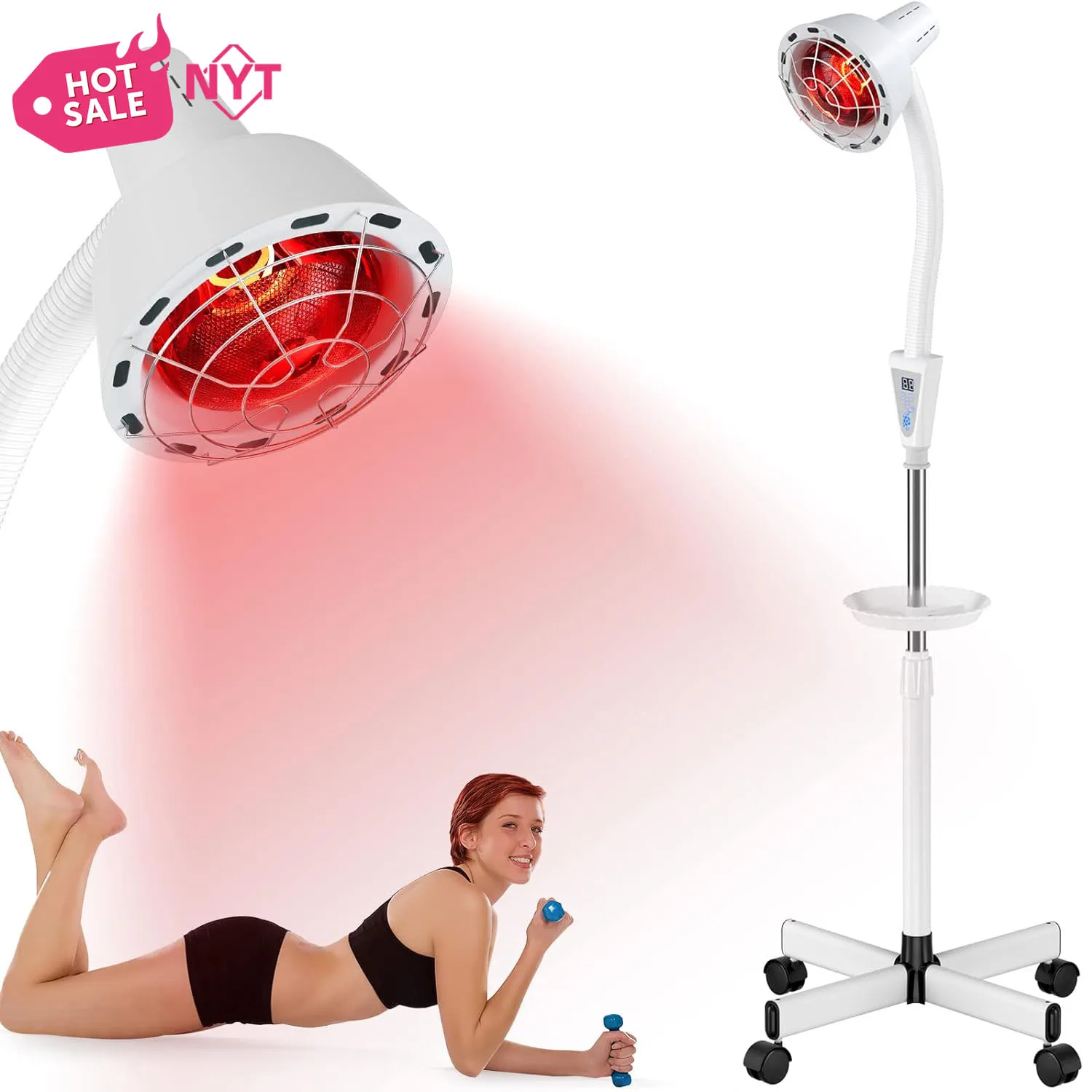 Device Relieve Neck Shoulder Joints Back Pain Muscle Aches Standing for Body Face 275W Red Heat Lamp Near Infrared Light Therapy