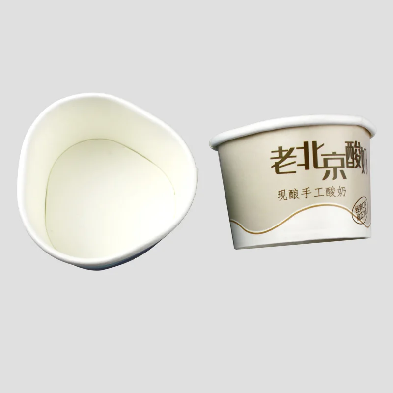 Disposable Paper Cup Thickened Custom Ice Cream Dessert Paper Bowl Paper Cup Triangle Injection Cover Customization