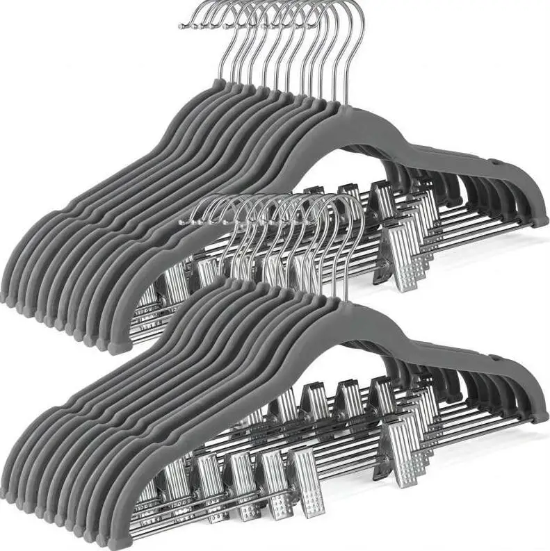 Pants Hangers with Clips Ultra Thin Non Slip Skirt Hangers Space Skirt hangersg Clothes Hangers for Skirts, Pant, Jeans