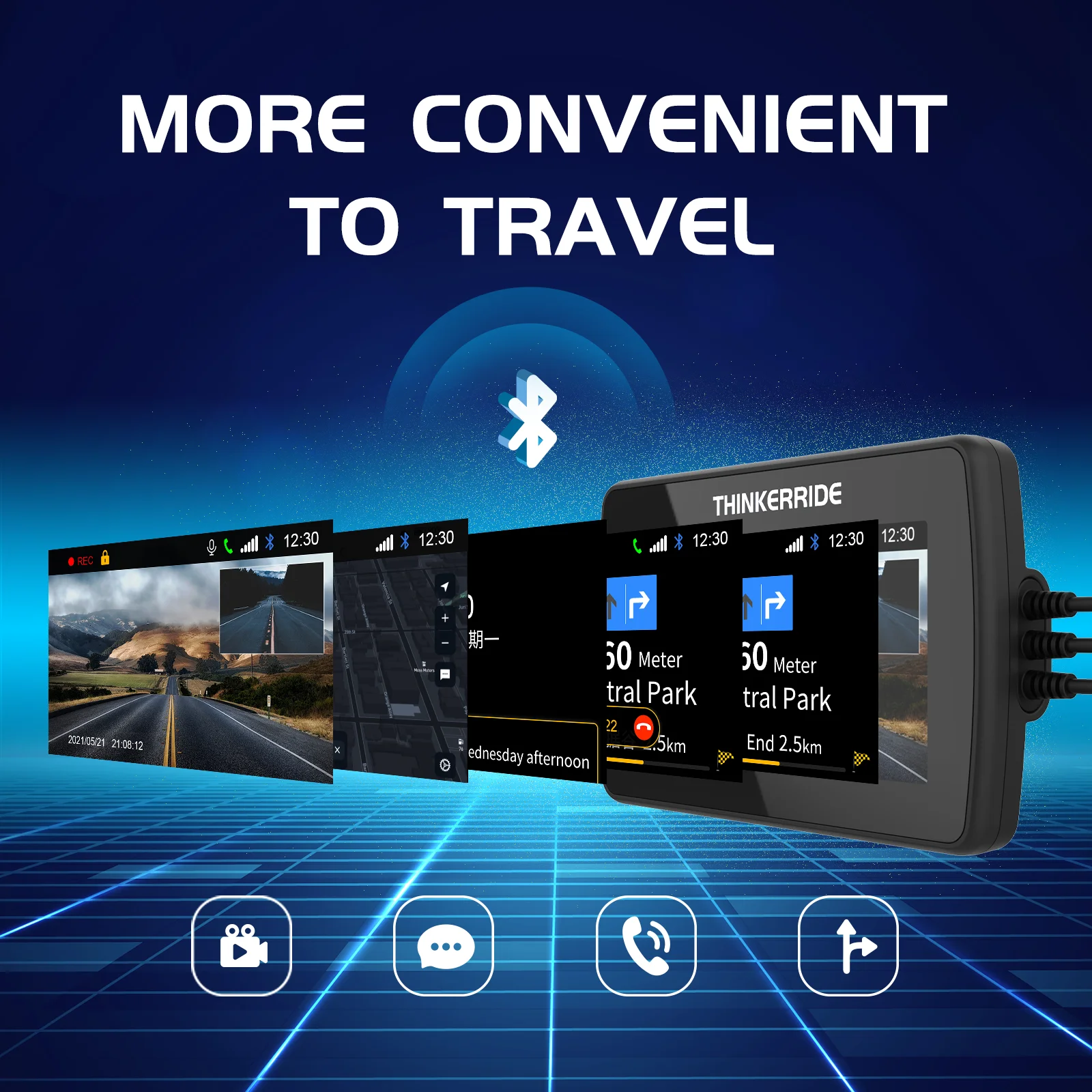 New arrival motorcycle dash cam waterproof motorcycle navigator phone connection supported motorcycle dash cam