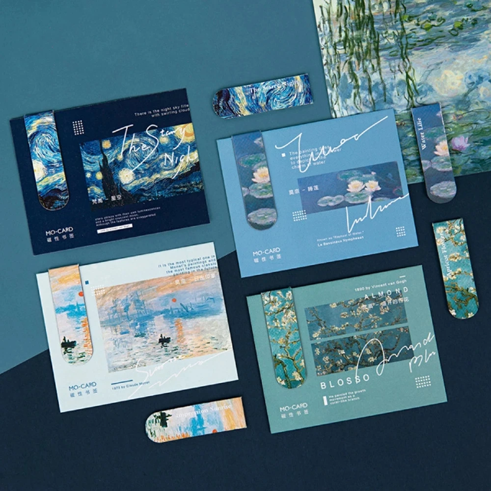 Creative Magnetic Bookmarks Van Gogh Literature Art Series DIY Decoration Books Mark