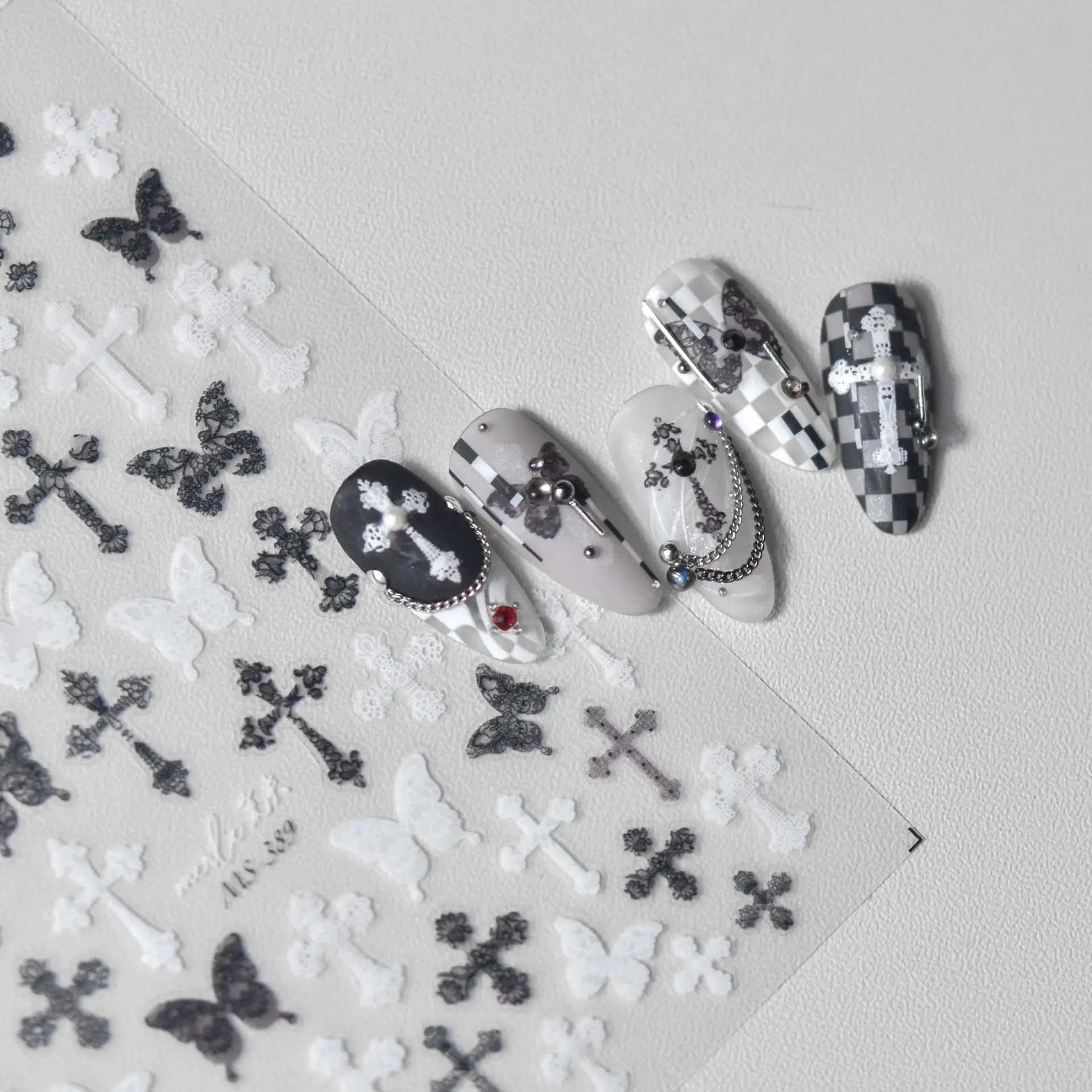 Foretrend  new hot TOMONI factory high quality cross designs for Nail Decals Sticker   5d jelly sticker cross