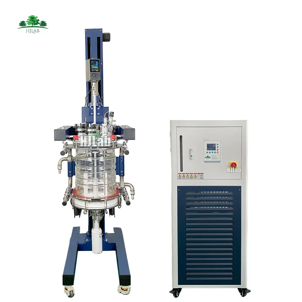 HJLab 20L PTFE Filtration Lifting and Rotation Jacketed Glass Reactor with Dynamic Temperature Control