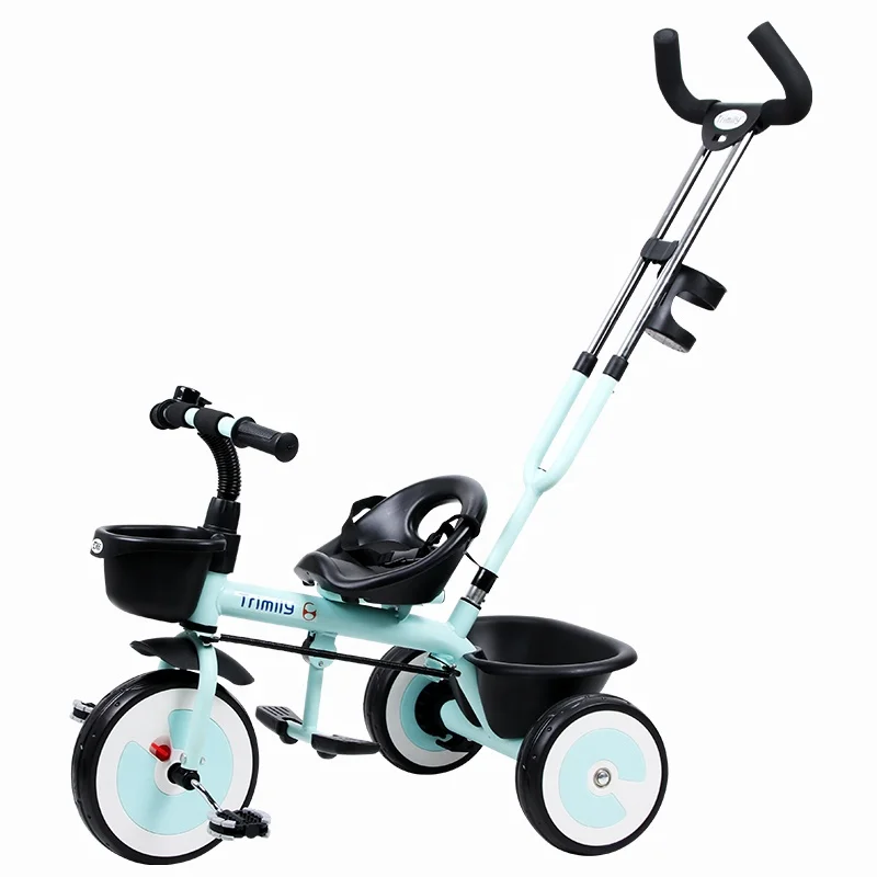T305 Kid Tricycle with Push Bar - Adjustable & Detachable Handle,  Safety Belt - Ride On Toy Car & Child Tricycle Stroller