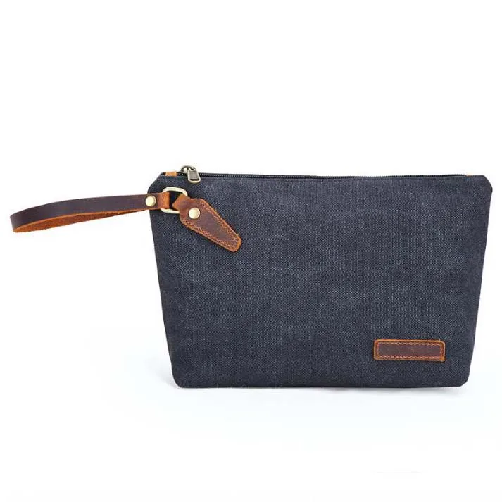 Man Wholesale Waxed Canvas Travel Make UP Pouches Toiletry Bag With Zipper
