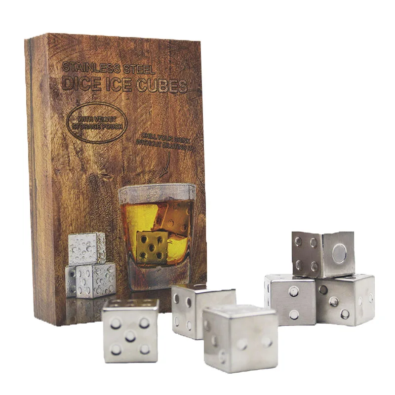 Funny Gift Dice shape Custom Engraved Logo Wine Ice Cube Instant Cooling Stone Whiskey Rocks Wine Ice Cube