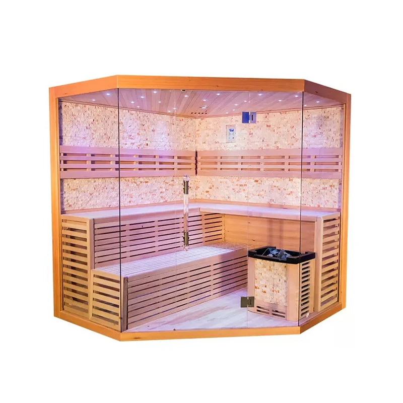 best selling wholesale price 4~6 people hemlock red cedar traditional wood steam sauna room