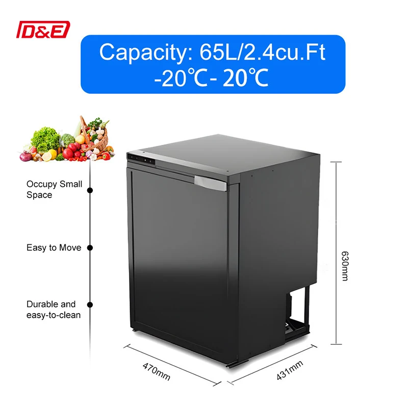 Exquisite Upright Refrigerator 65L 24V 12V RV Refrigerator for RV Truck Camper Trailer