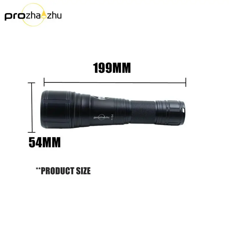 XHP50 Waterproof IP68 Rechargeable Flashlight with 26650 Battery for Scuba Diving & Underwater Use