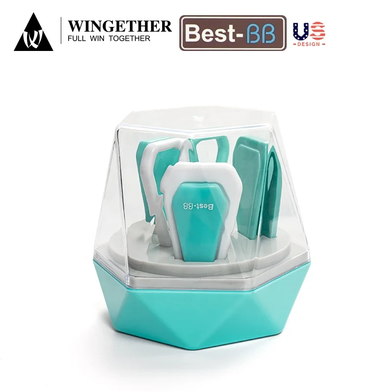 Wingether, лидер продаж, в наличии, экологически чистый инструмент для ухода за младенцами 4 в 1, маникюрный набор для детей, набор для ухода за младенцами, подарочный набор для новорожденных