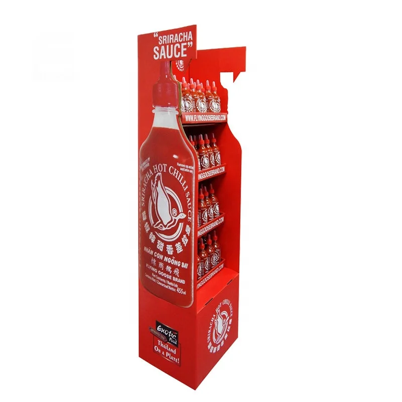 Customized Printing Supermarket Floor Cardboard Shelf Display For Drink Bottles