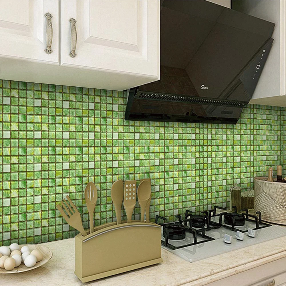 Gloss Mosaic Wall Sticker Wallpaper 3D Home Decoration Self-Adhesive Mosaic Wall Tile Sticker Peel And Stick For Home  Decor