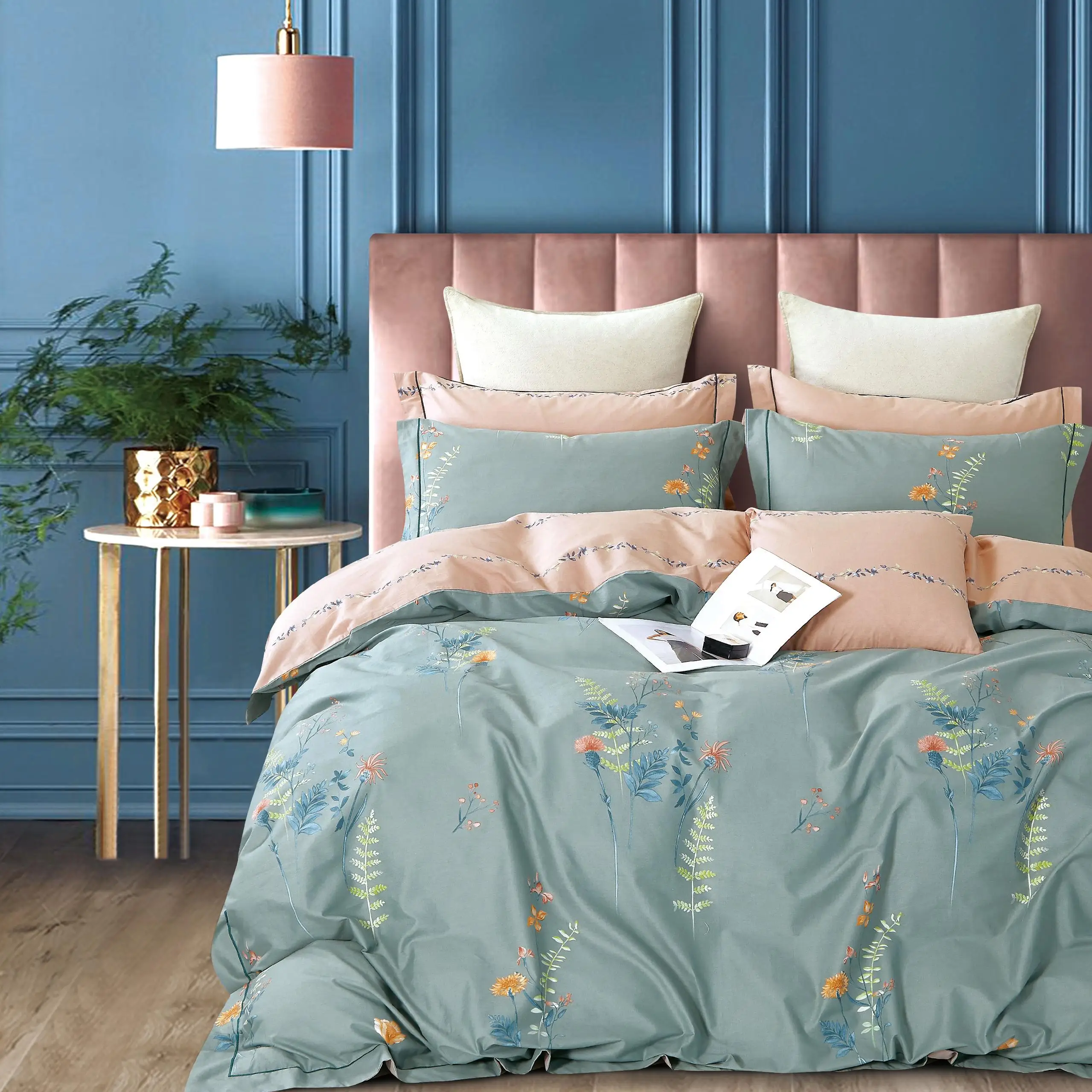 Wholesale print egyptian  cotton fabric in roll for bed sheets