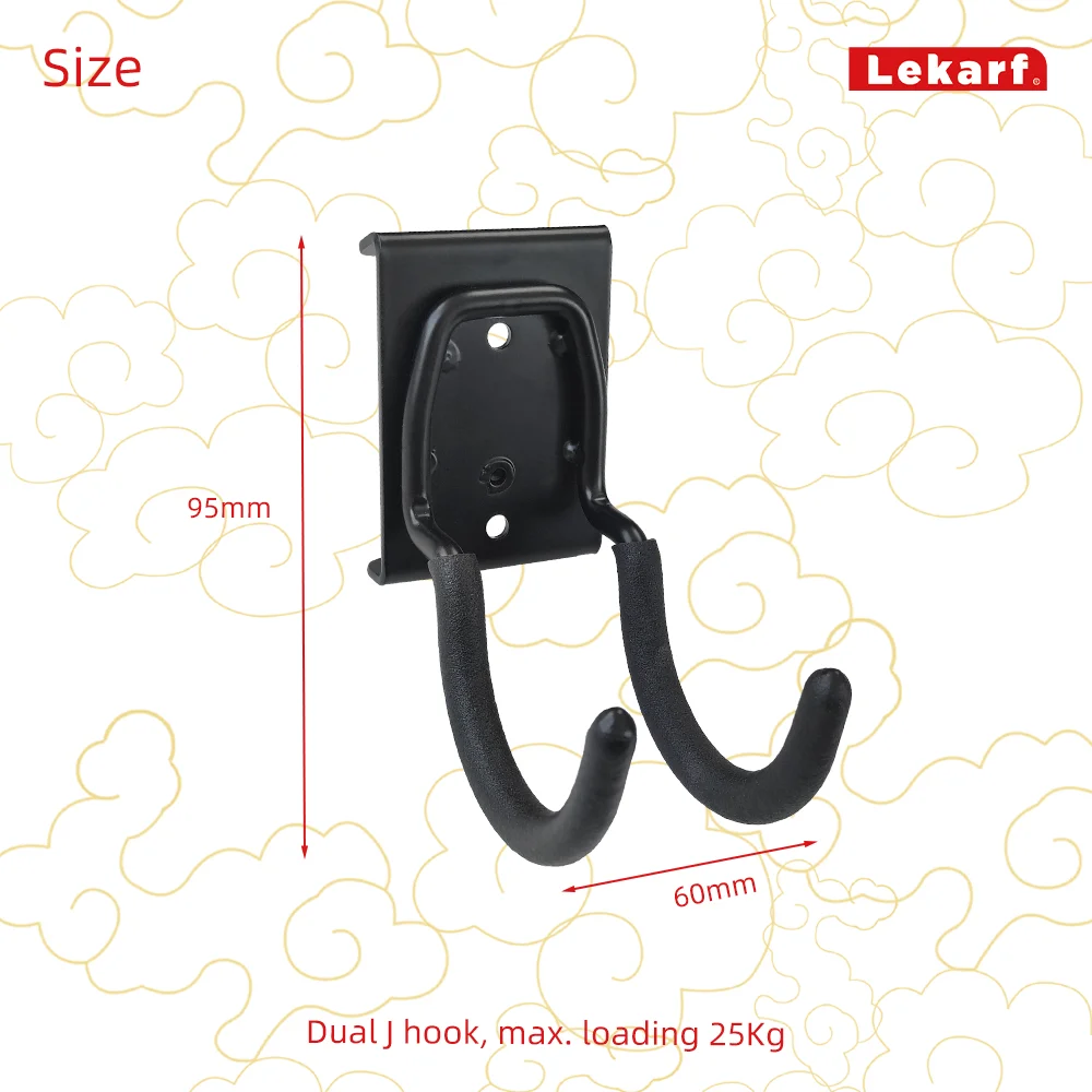 25Kg heavy duty garage storage wall hook double j metal hook dual arm tools hook wall track hanger