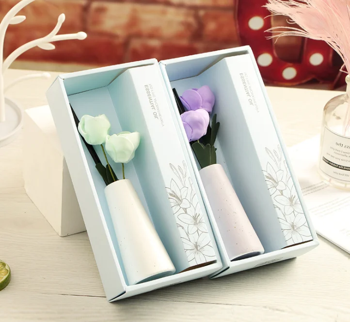 Elegant ceramic sticky vase small blue porcelain vase