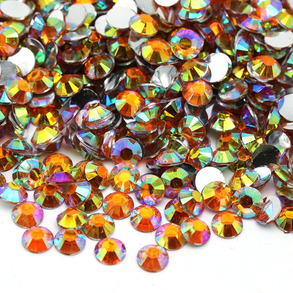 XULIN 4mm Plated 10 Kinds New Colors Crystal Flat Back Loose Round Resin Rhinestones Stones in bulk