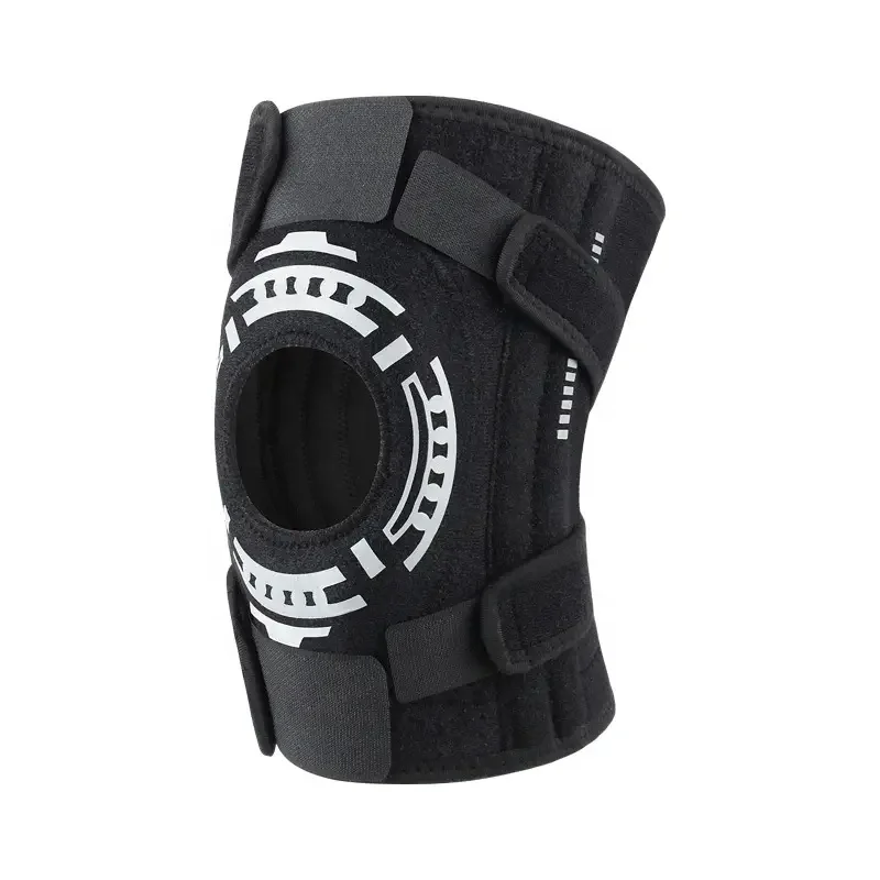 Open Patella Strap Compression Knee Support Brace with Cushioned Lateral Spring Stabilisers and Silicone Pad for Running