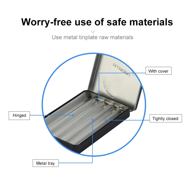 Custom Wholesale Waterproof Cmyk Print Child Resistant Slide  Pre Roll child proof square Tobacco Tin Box Packaging