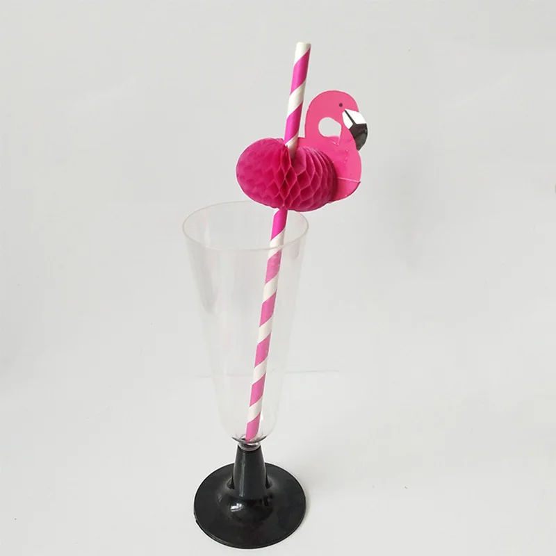 Manufacturers Supply Disposable Handmade Honeycomb Art Flamingo Shaped Paper Straws for Bar Paper Drinking Straw