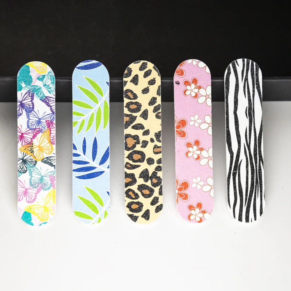 Colored Mini 9cm Nail File Printed Double sided EVA Nail Scrolls File Wholesale Custom Printed Nail Files