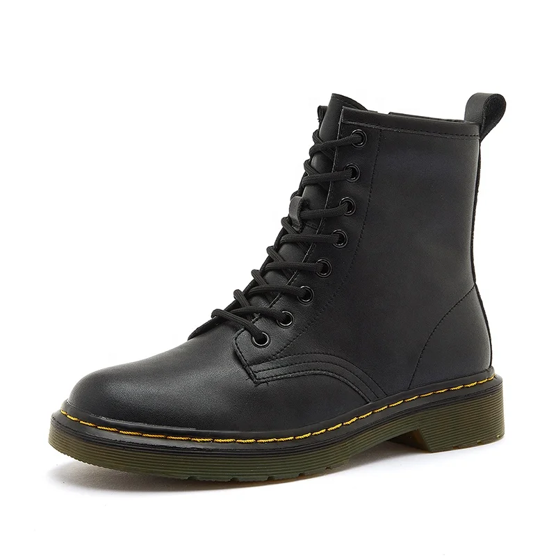 
Cheap Leather martin boots Classical Fashionable doc martin boots 1460 Lace up 8 eyelets Back loop rubber shoe sole 