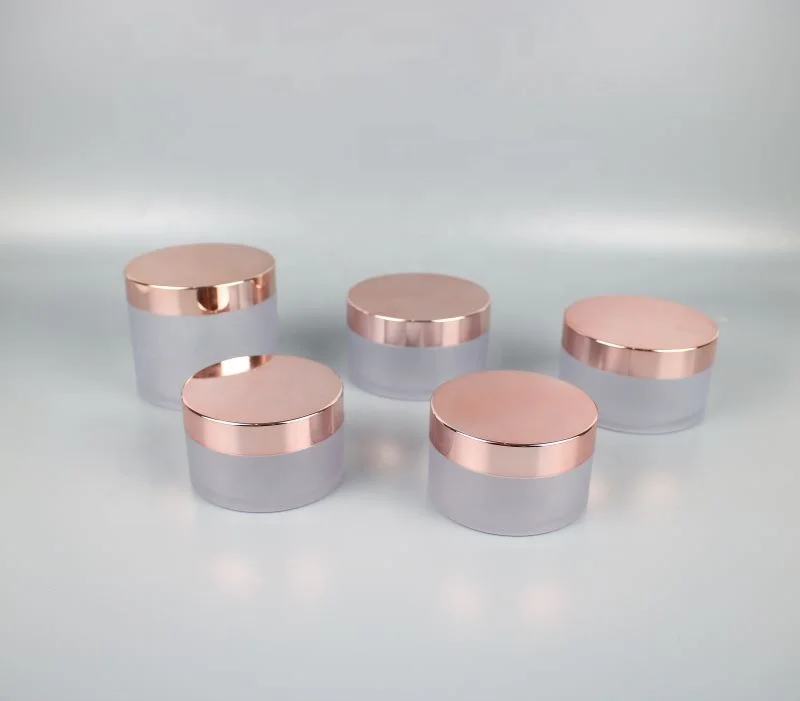 Luxury Sweet Plastic Cosmetic Jar PET Frosted Jar With Rose Gold Cap 0.5oz/1oz/2oz/3oz 4oz 8oz Lip Scrub Container With Lid