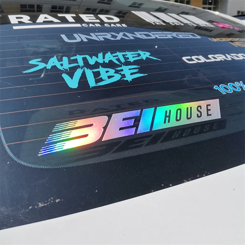 Custom Hologram LOGO UV Resist Outdoor Use Waterproof Car Window Body Bumper Lettering Transfer Vinyl Decals For Decoration