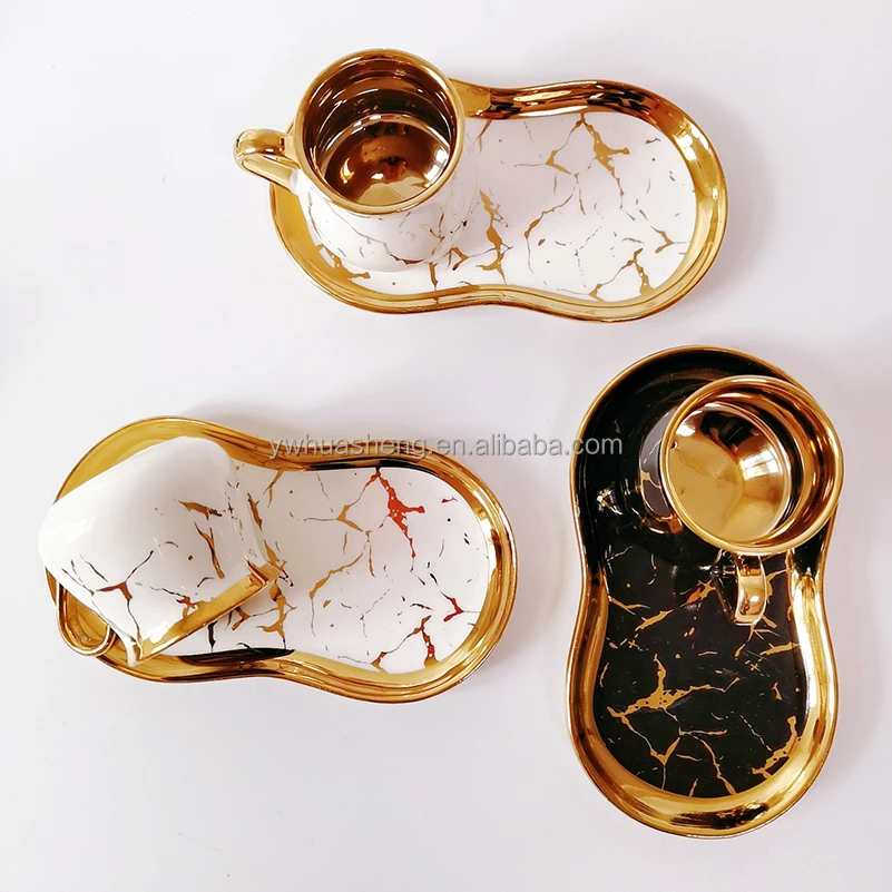 HS Wholesaler Marble Design Luxury Tea set Turkish Arabian Coffee Set Cups Gift Present