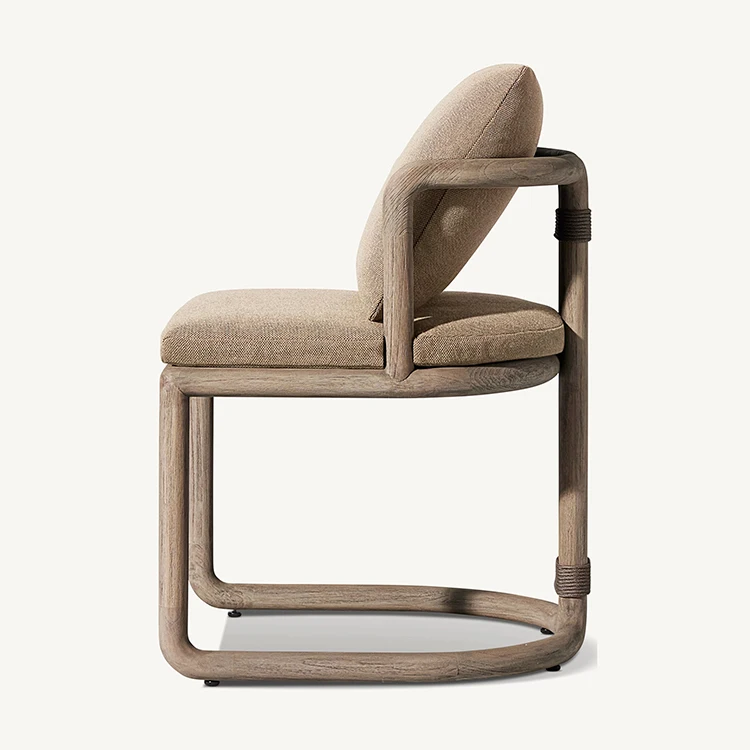 Outdoor Furniture Modern Terrace Leisure Dining Chair Armchair Patio Weathered Teak Furniture