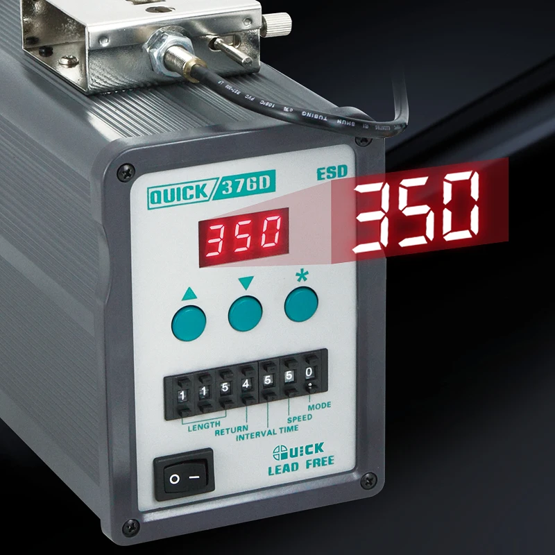Quick 376D-90W LED display soldering tin feeder automatic solder iron station with feeder for manual/pedal control