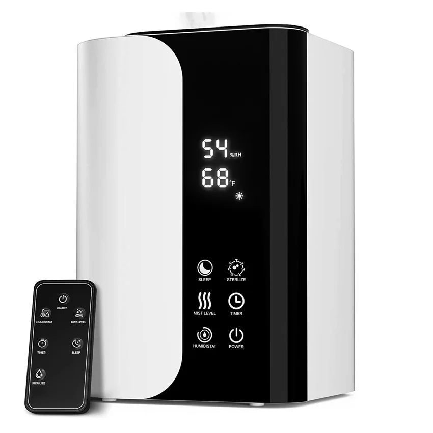 OEM Water Tank Big Large Capacity Warm Cool Mist Heat Steam Ultrasonic Air Humidifier for Home Room Electric 25 Black White 1000