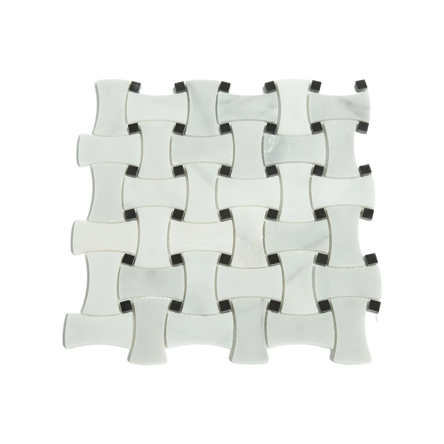 JK Factory wholesale 3d white carrara triangle mosaic dolomite white marble tile mix brass tile