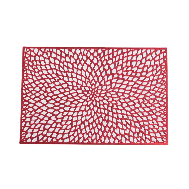 Good Quality  Rattan Place Mats Heat Insulation Hollow Table Mat Square Table Mats Gold Sliver Pvc Placemat