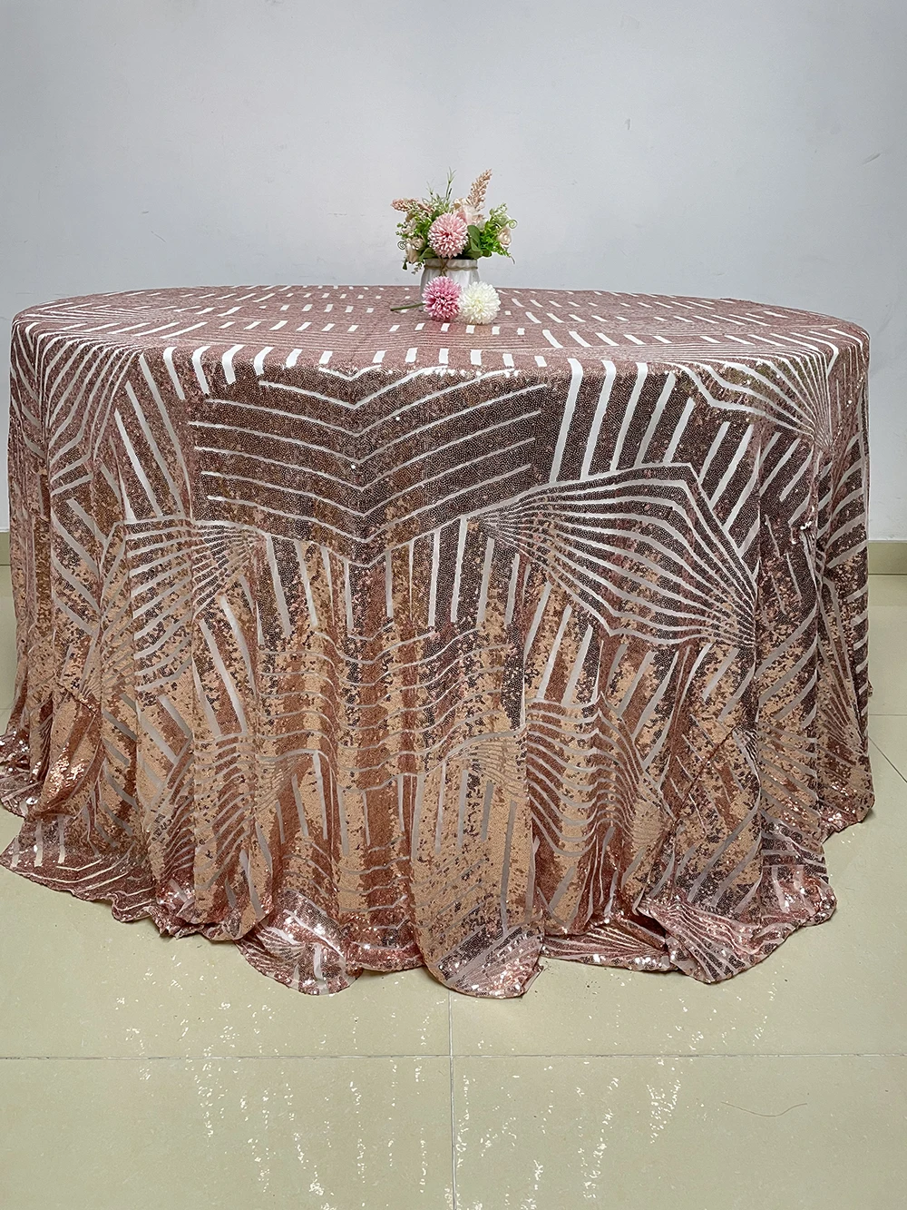 Newfashioned High Quality Wedding  Rose Gold Sequin Tablecloth