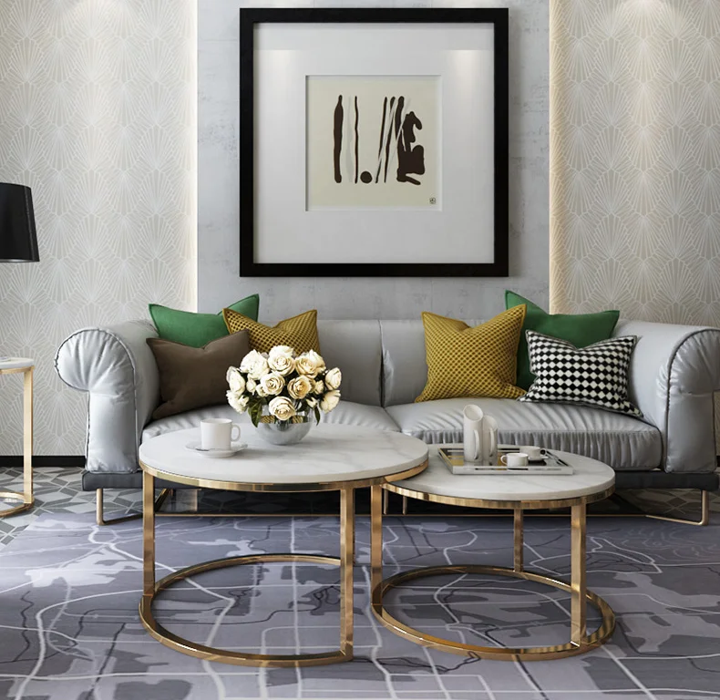 Cheap price popular round modern living room furniture coffee table set of 3 coffee table design