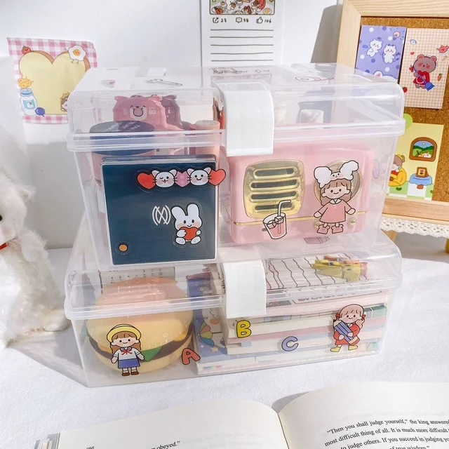  Student desktop stationery magazine storage box portable transparent plastic