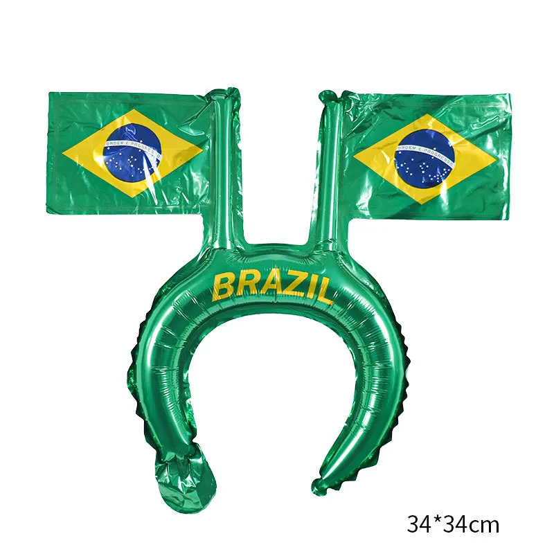 Popular Design Football Mini Flag Headband Inflatable Aluminum Foil Balloon Germany Flag Hair Headband